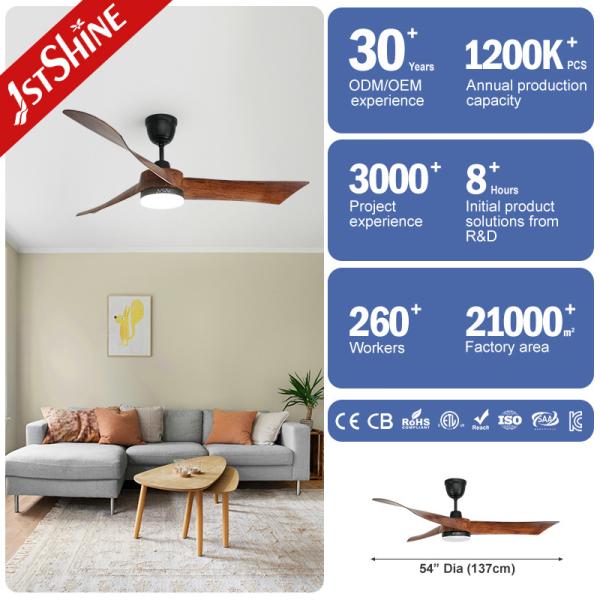 110-240V/50Hz-60Hz LED Ceiling Fan with Remote Control and Wooden Blades by 1stshine