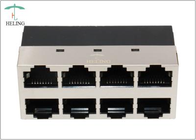 2 * ângulo direito dos soquetes RJ45 múltiplos de N para transmissões dos dados e do sinal