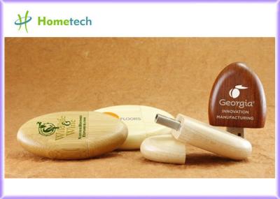 La commande en bois en bambou naturelle de stylo d'USB d'USB de soutien en bois fait sur commande du disque dur à mémoire flash 2.0& 3,0 avec la boîte gravent le logo