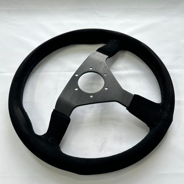 Aluminum Alloy Suede Racing Steering Wheel 6 Bolt 6x70mm 350mm Deep Dish 36mm