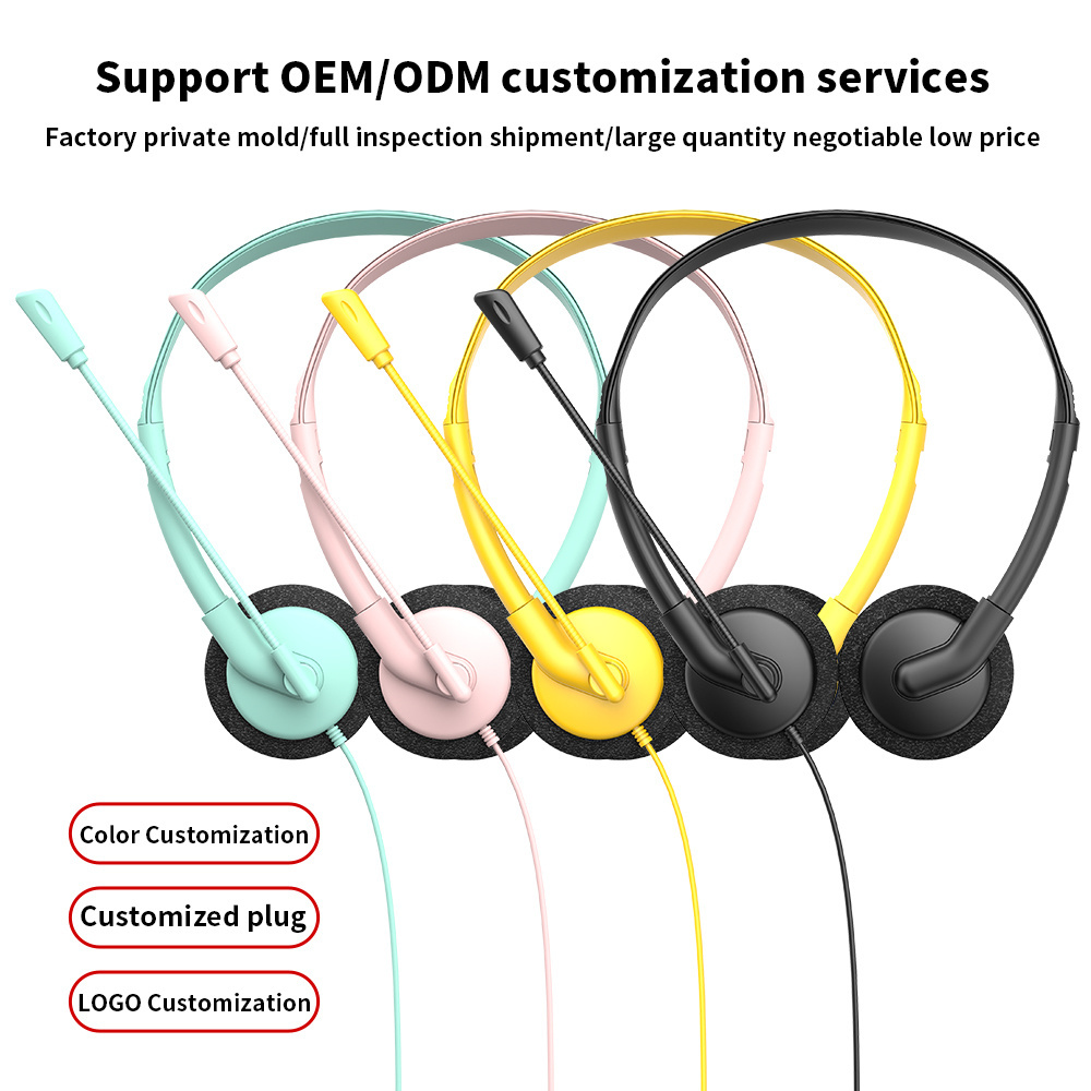 Lightweight wired telephone headset with ENC noise‑cancelling flexible boom microphone. Supports USB, Type‑C & 3.5mm jack, perfect for call centers, remote work, online meetings and classes，OEM & ODM