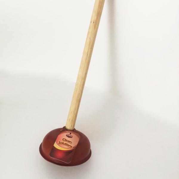 Heavy Duty Force Cup Rubber Small Toilet Plunger Long Wooden Handle Toilet Choke Pump
