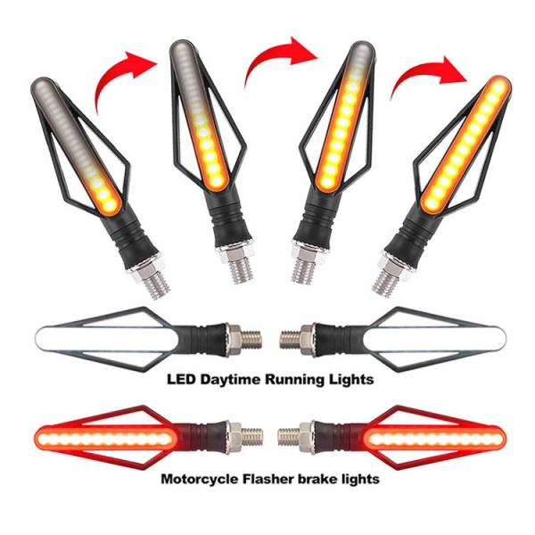 1.5W Customizable 24LED Two-Color Running Water Motorcycle Stop Light with Turn Signals
