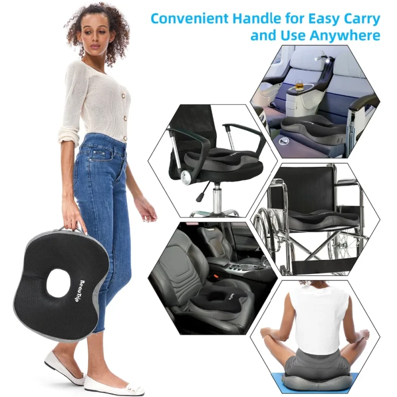 OBLONG Memory Foam Office Chair Cushion Pad Hip Massage Support Orthopedic Pain Relief