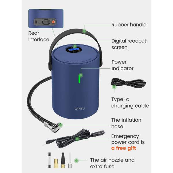 2022 A05 150PSI Rechargeable Electric Portable Tire Inflator for BMW Car and Bicycle