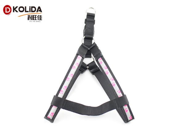 Eco - Friendly Nylon Webbing USB Rechargeable LED Dog Harness 2.5X50cm / 60cm