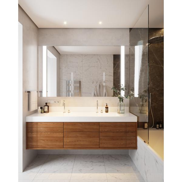 OEM Service Sintered Stone Bathroom Vanity Countertop with LED Mirror Storage Cabinet
