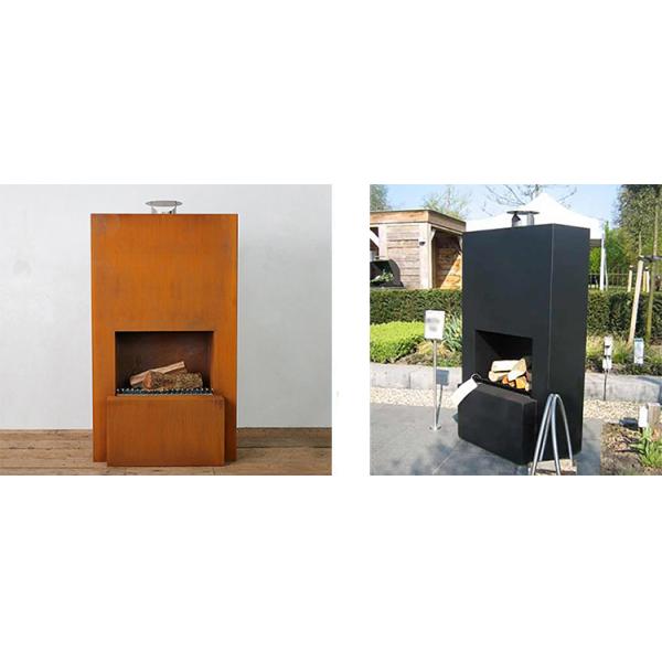 Изготовленная на заказ на открытом воздухе Freestanding древесина горя камин Corten стальной с деревянным хранением