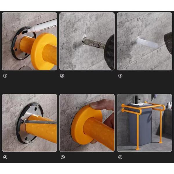 Barrier Free Washroom Stainless Steel Grab Bar Double U Shape Multifunctional