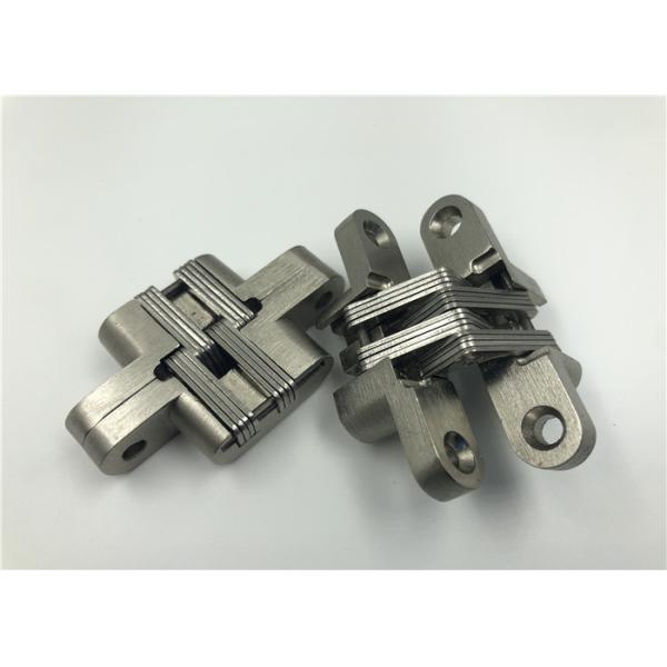 Mini Cross Hidden Door Hinges Satin Nickel For Cupboard Wardrobe Door
