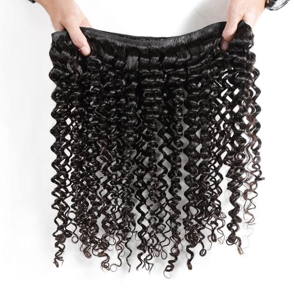 Smooth Deep Wave Bundles With Lace Frontal 8A Virgin Brazilian Hair / Soft Black Human Hair
