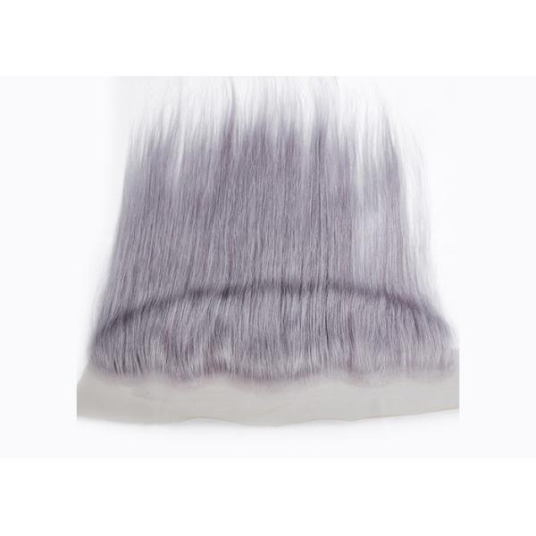 Purple Grey Human Hair Lace Frontal Straight Pre - Plucked Lace No Chemical