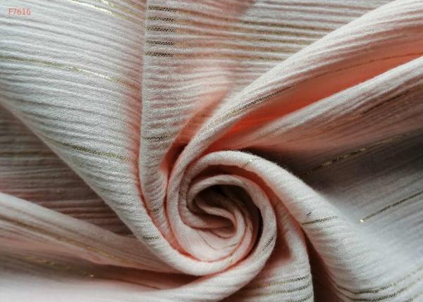 F7616 Cotton Crinkle Lady Fashion Skirt Shirt Fabric Gold Yarn Stripe cotton crepe crinkle fabric 60S