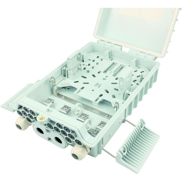 Caixa de distribuição de fibras de material PC ABS para acesso FTTH de 16 núcleos em montagem de poste de parede