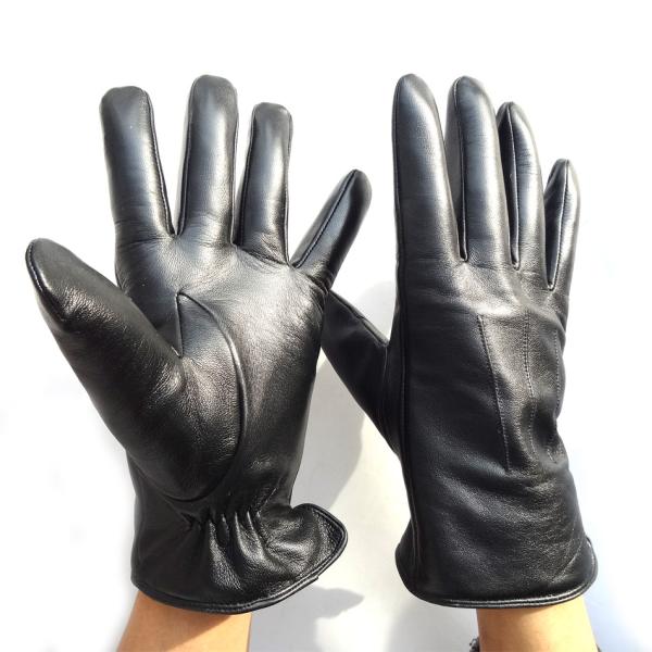 Black Winter Motorcycle Gloves , Double Faced Sheepskin Mens Racing Gloves