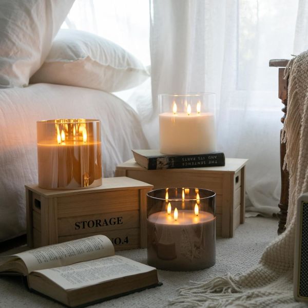 Extra Large 6X10'' Real Wax Flameless LED Candle with Remote Control and Timer