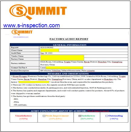 Pulse Oximeter Electronic Inspection , USD 128-218  Factory Audit Services
