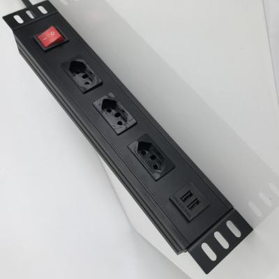 Tira suíça frente e verso do poder do porta usb e da tomada 3 com 2M Cord Aluminum Shell