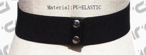 Punching PU Part Ladies Black Waist Belt With 4.5cm Width Snap Buttons