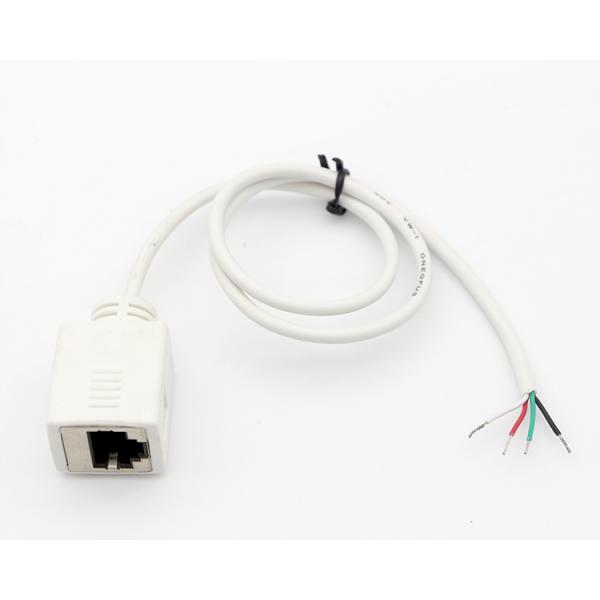 Customization White Female RJ45 Socket To Open Tinned Soldering 4 Wires Bare End  Pigtail Cable