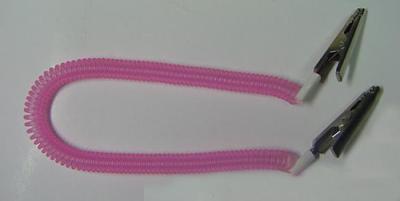 Customized pink color spring string coil lanyard w/metal clips on two ends as dental clip