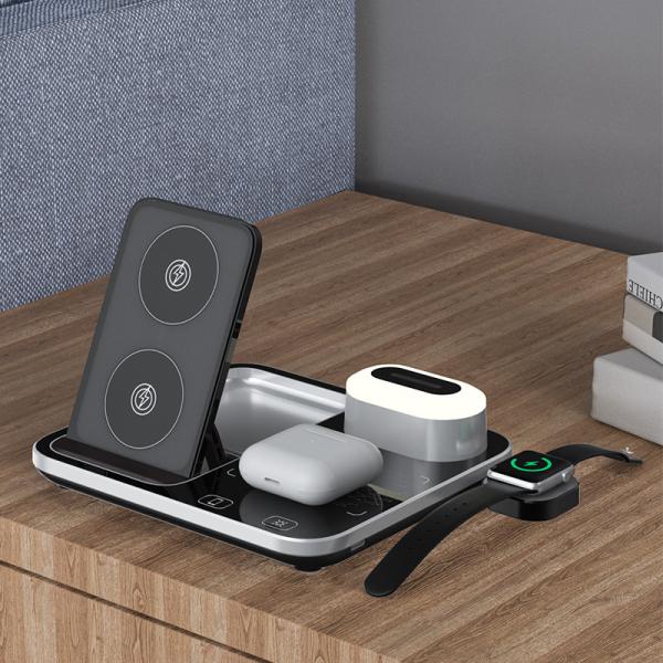 9V 2A 4 In 1 Wireless Charging Stand With RGB Nightlight