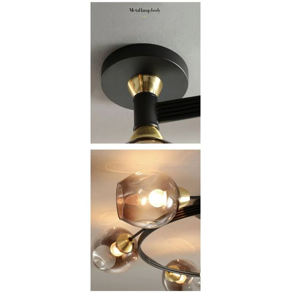 Nordic Glass Ceiling Light Grey Pendant Lamp for Living Room Bedroom Modern Indoor Hanging （WH-AP-681）