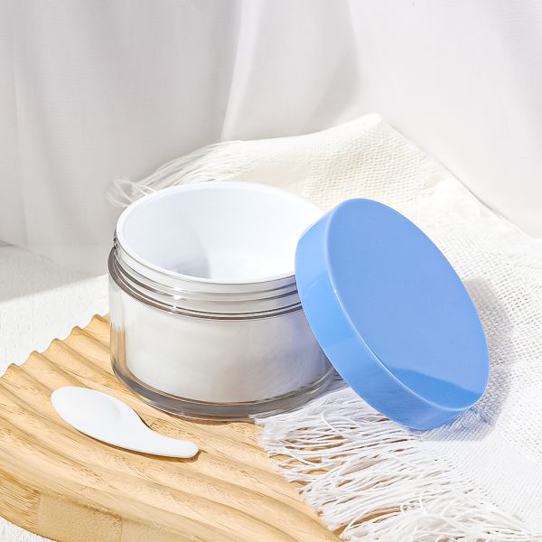 Transparent Double-Layer Cosmetic Cream Jar with Food-Grade PET Material for Safe and Hygienic Storage