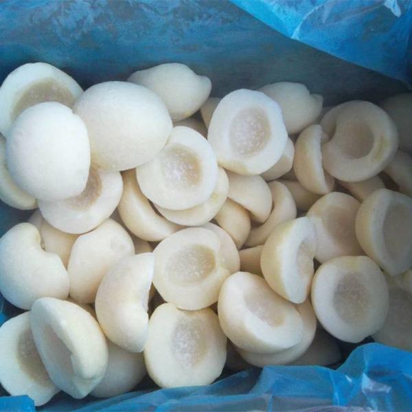 IQF Frozen White Peach Halves (1/2 cut), peeled and pitted, blanched