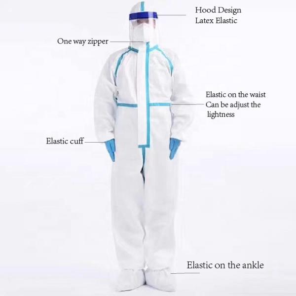 Type5/6 Disposable Protective Coveralls Uniform Non Sterile Good Air Permeability
