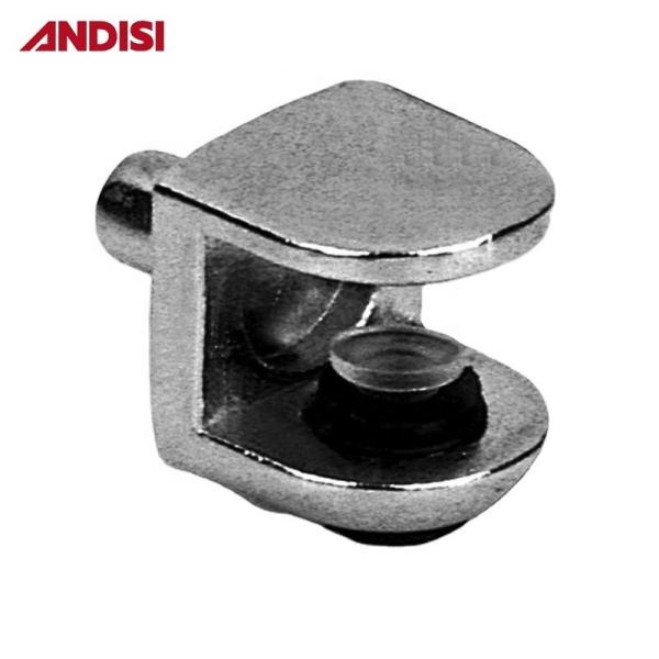 Square Zinc Alloy Nickel Plated Glass Shelf Support Clip for Book Shelving Cabinet