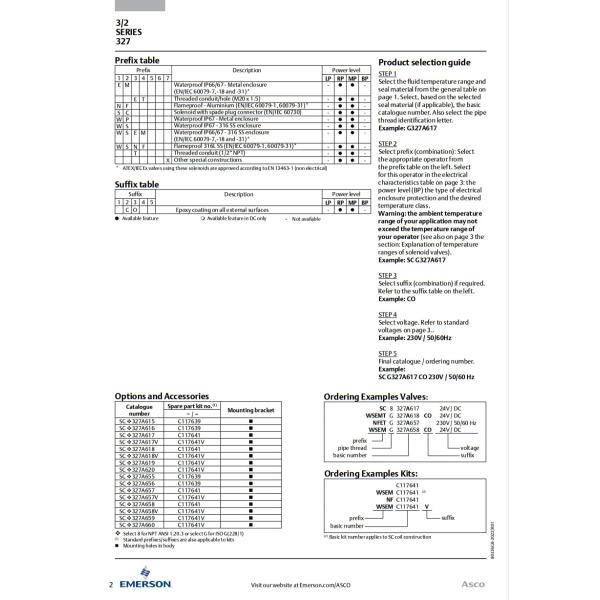 Acero inoxidable de latón ASCO 8327 2 Posición 3 Diseño de doble cámara de válvula de solenoide