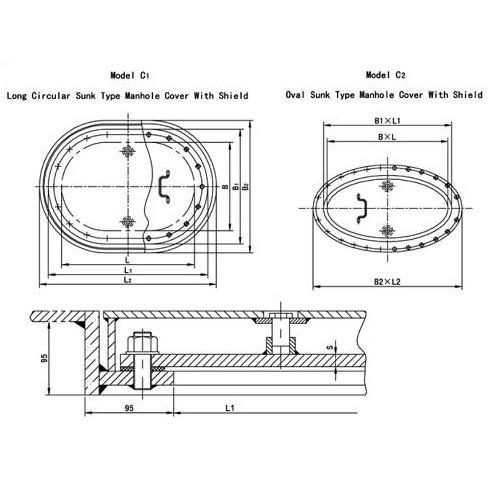 Flush Type D Marine Hatch Cover Mild Steel Material CB/T 19-2001 Standard