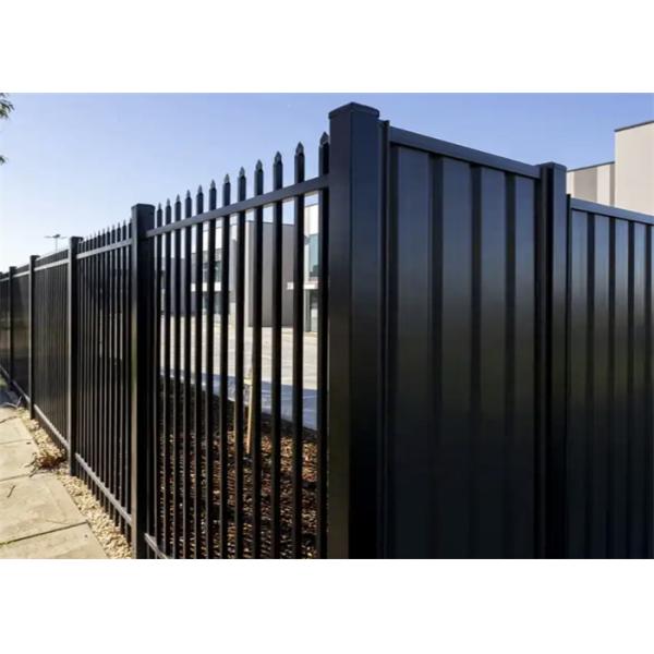 Аэропорт 6x8ft Металлическая ограждение Палсада порошок кованое железо Безопасность плоский верх