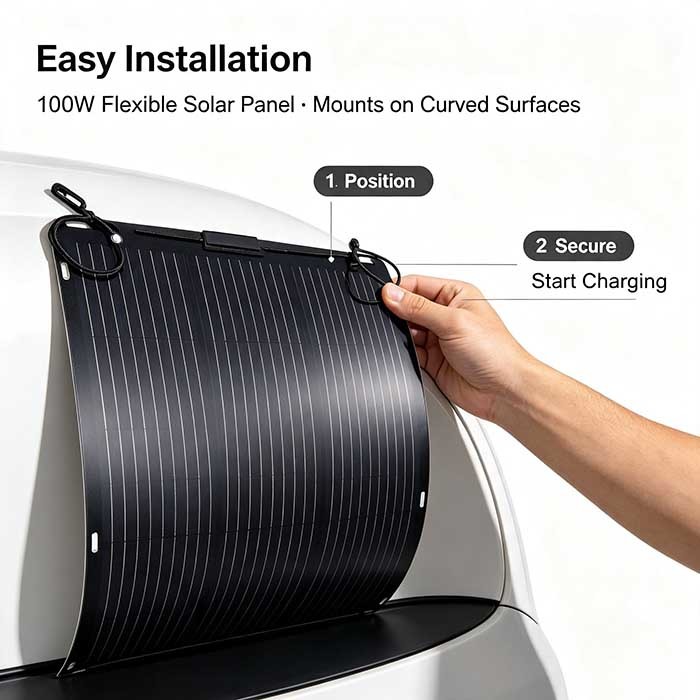 Carbon‑Fiber 105W Flexible Solar Panel Anti‑Micro‑Crack, Off‑Grid Solar Power for RV & Boat