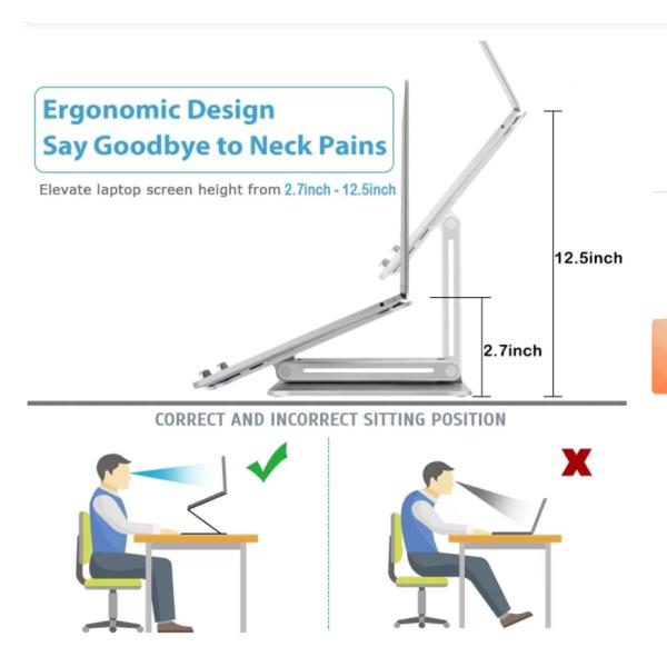 ROHS 17inches Laptop Standing Desk Riser / Metal Laptop Stand