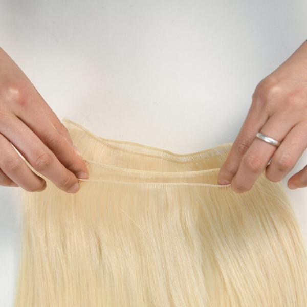 Double Drawn Blonde Genius Weft Human Hair Extensions No Tangle 30-Day Return Refunds