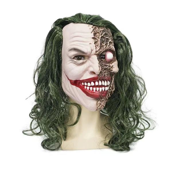 Unisex divertida máscara de horror de Halloween Joker tapa de cabeza de látex para los requisitos del cliente