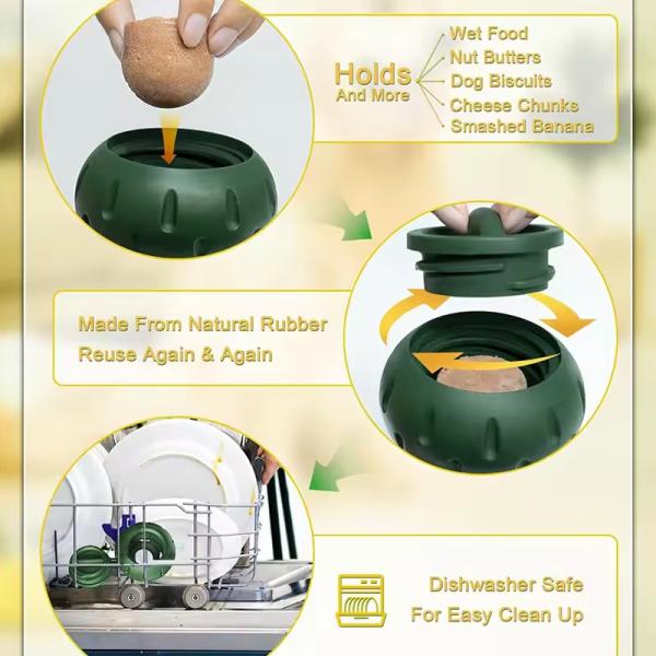 Refillable Slow Feeder Dog Ball Rubber Dog Food Ball Toy Durable