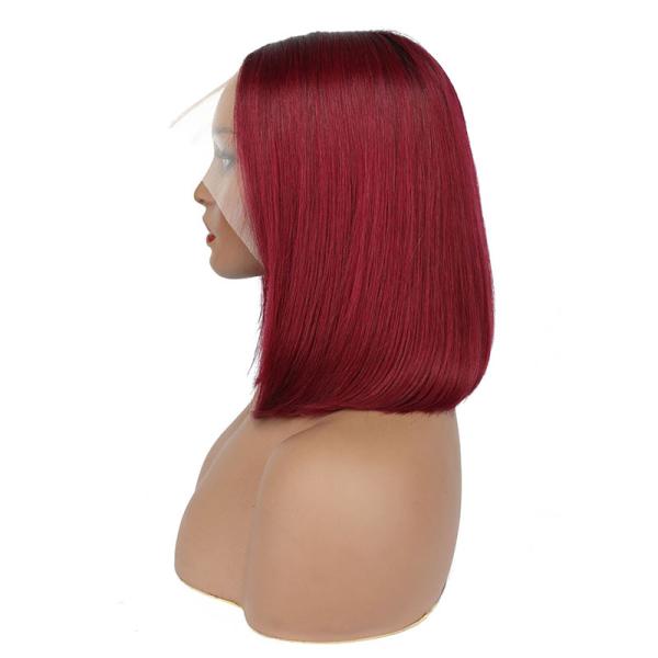 100% Human Hair Short Curly Bob Straight Pixie Lace Front Wig T-Part Brazilian Weaves