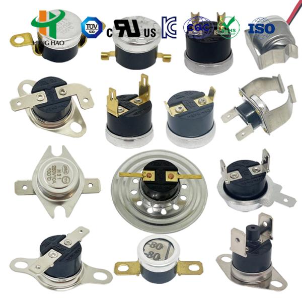 KSD301 Bimetallic Thermostat with 0~250℃ Temperature Range Normally Closed or Open Auto or Manual Reset Snap-action