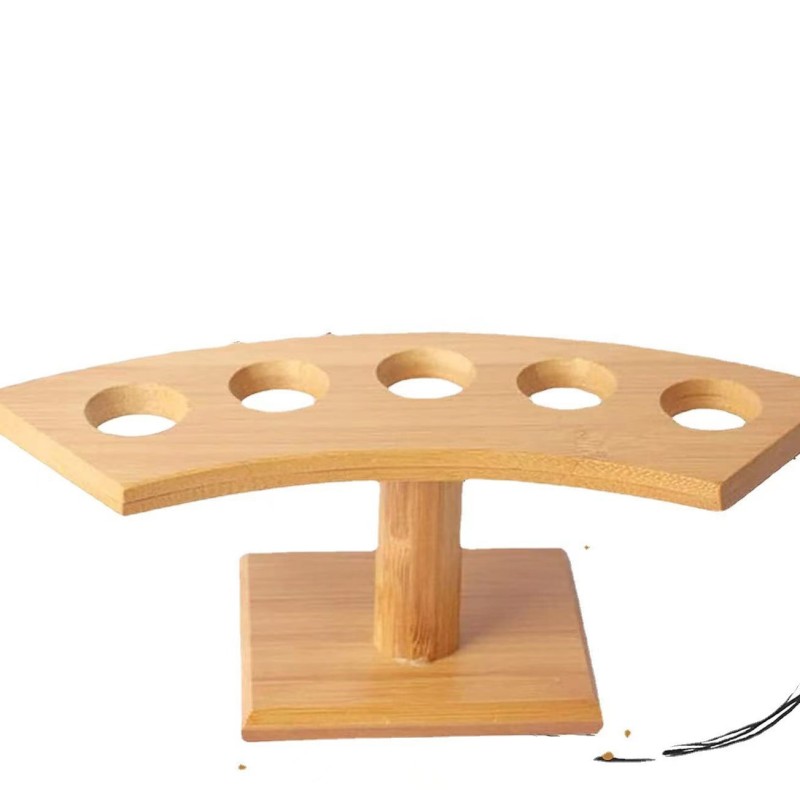Solid Wood Bamboo Sushi Stand Double-Tiered Hand Roll Table Display Stand with Sugar Cone Wooden Wholesale Pot Holder