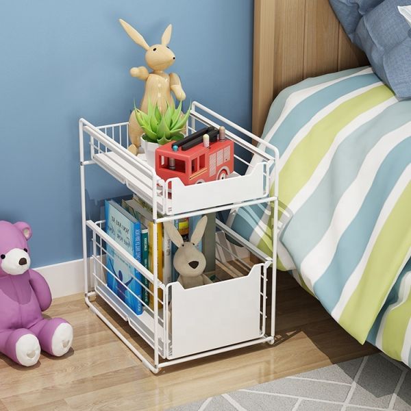 Upgraded Foldable Push-pull Metal Double-layer Bathroom Storage Organizer Under Sink Storage Rack for Kitchen Cabinet Countertop