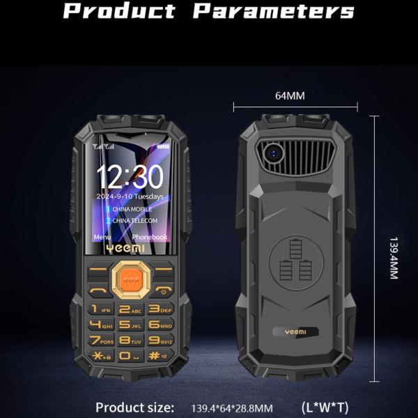 YEEMI Q7 GSM 2G Feature Phone Big Buttons 1.77''Display Dual SIM 2400mAh Flashlight