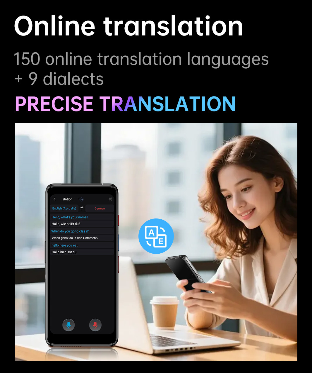 Portable Voice Language 4G Simcard Translator No WiFi Required Global 4G Roaming Translator