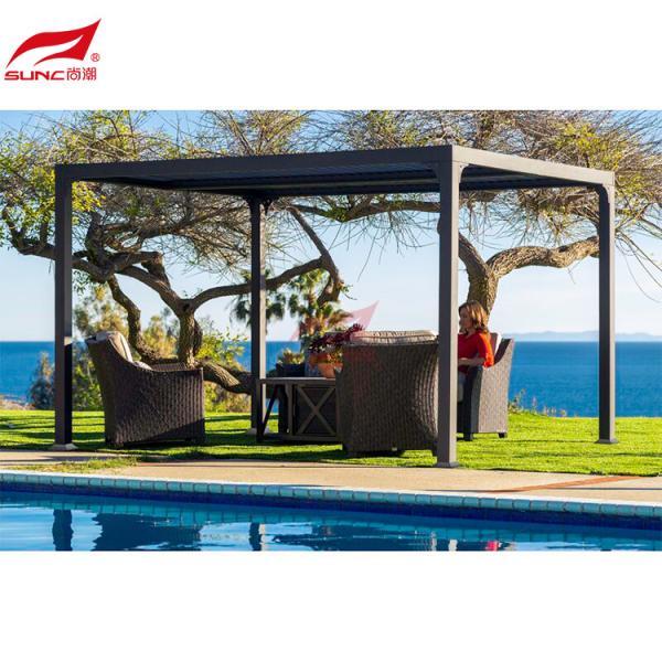 Caramanchão manual da construção de alumínio Louvered retrátil exterior do jardim do caramanchão