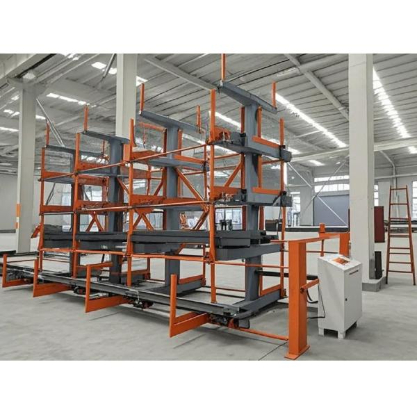 B52: Long Material Storage Roll out Cantilever Rack Bar Stock & Pipe Roll out Cantilever Rack