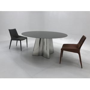 Маленькая 6-местная итальянская столовая Нержавеющая сталь нога Керамическая плитка или мраморный верхний обеденный стол