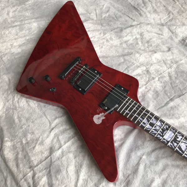 Custom Electric Guitar Wine Red Rosewood Top Covered Black Hardware Can be Customized Logo