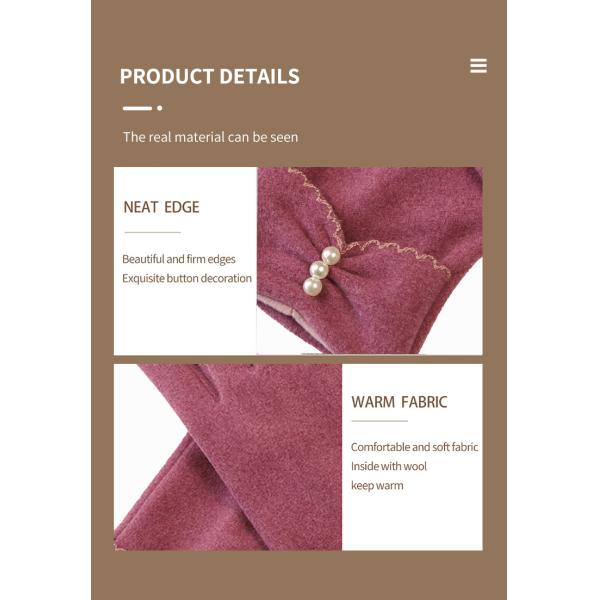 Guantes cálidos a prueba de viento para mujer, mitones Peral elegantes, moda femenina para mujer